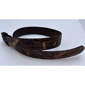 Nocona Belt Co Tooled Leather Cowboy Rodeo Western Belt Mens Size 24 NO BUCKLE